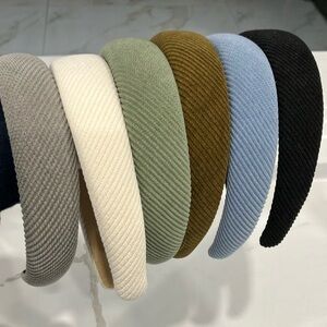 Padded Fabric Headband - Black, Light Blue, Olive, Cream, Gray, Brown
